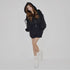 Shoulder cutout sequin sweatshirt setup